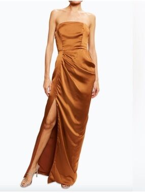 NWT Ramy Brook Strapless Satin Gown in Copper Size 6